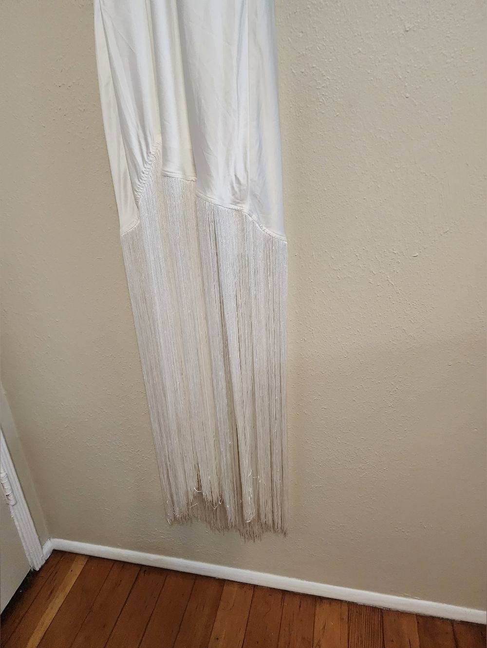 Show Me Your MuMu Jasmine Fringe Ivory Luxe Satin Maxi Dress Wedding Party - Picture 9 of 11
